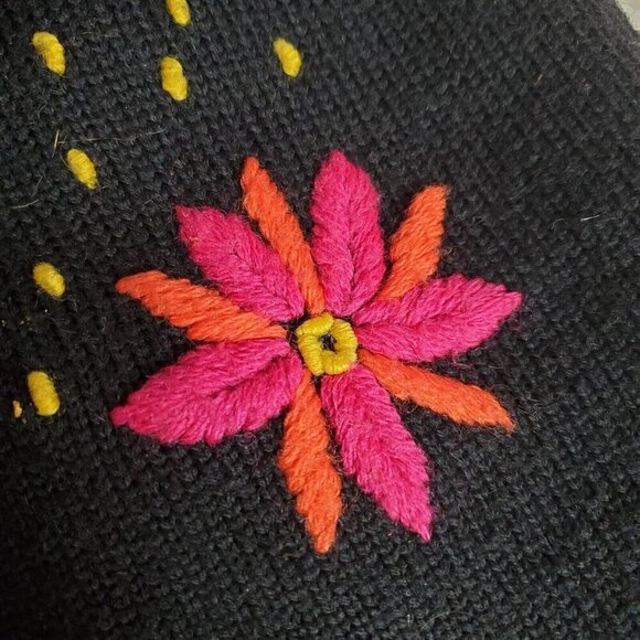 Vintage Hillary Paige‎ Cardigan Sweater Womens Large FlowersV-neck Art to wear - Picture 15 of 15